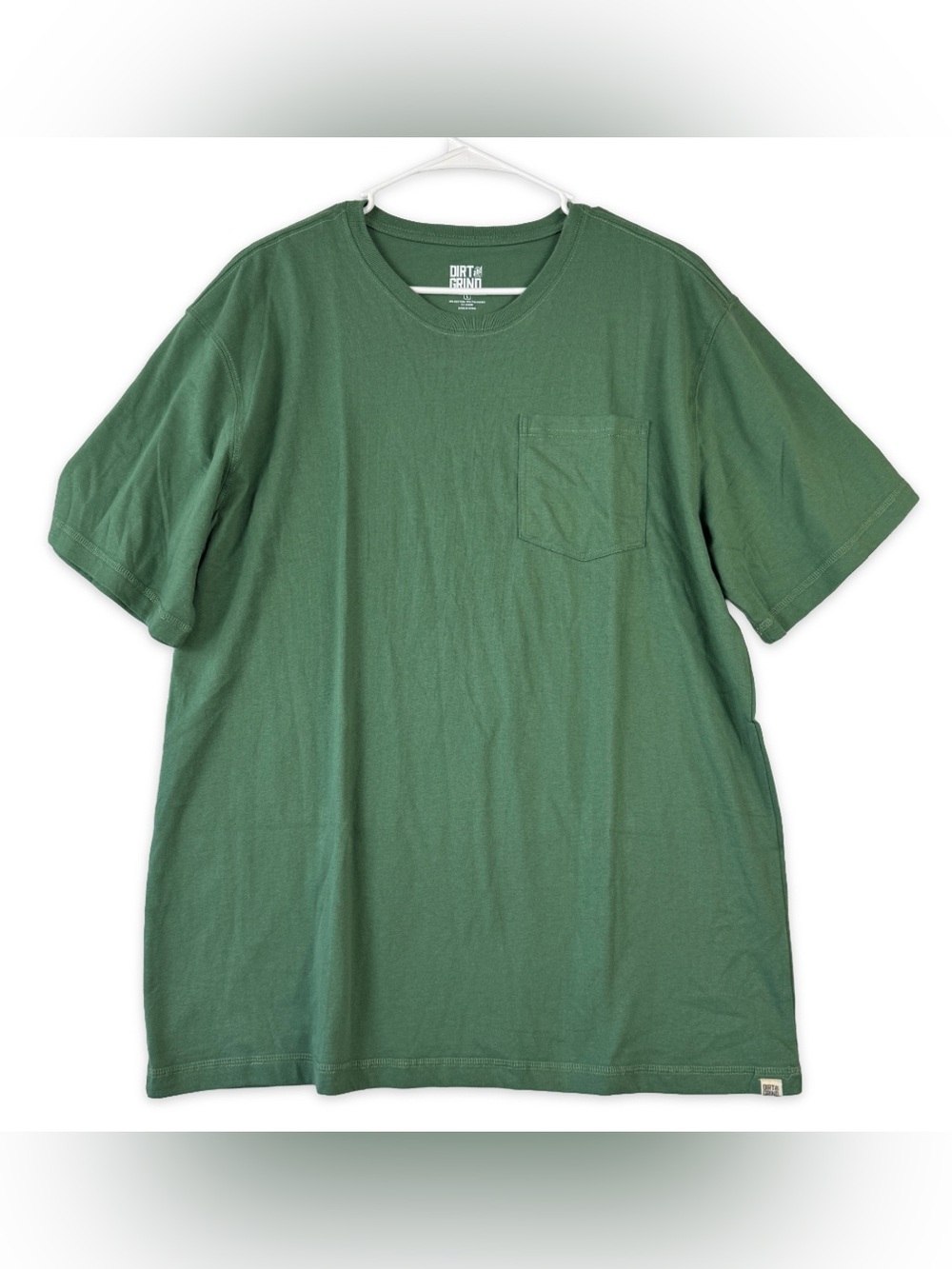 Dirt and Grind Pocket Crew Neck T-Shirt Mens L Large Green Short Sleeve